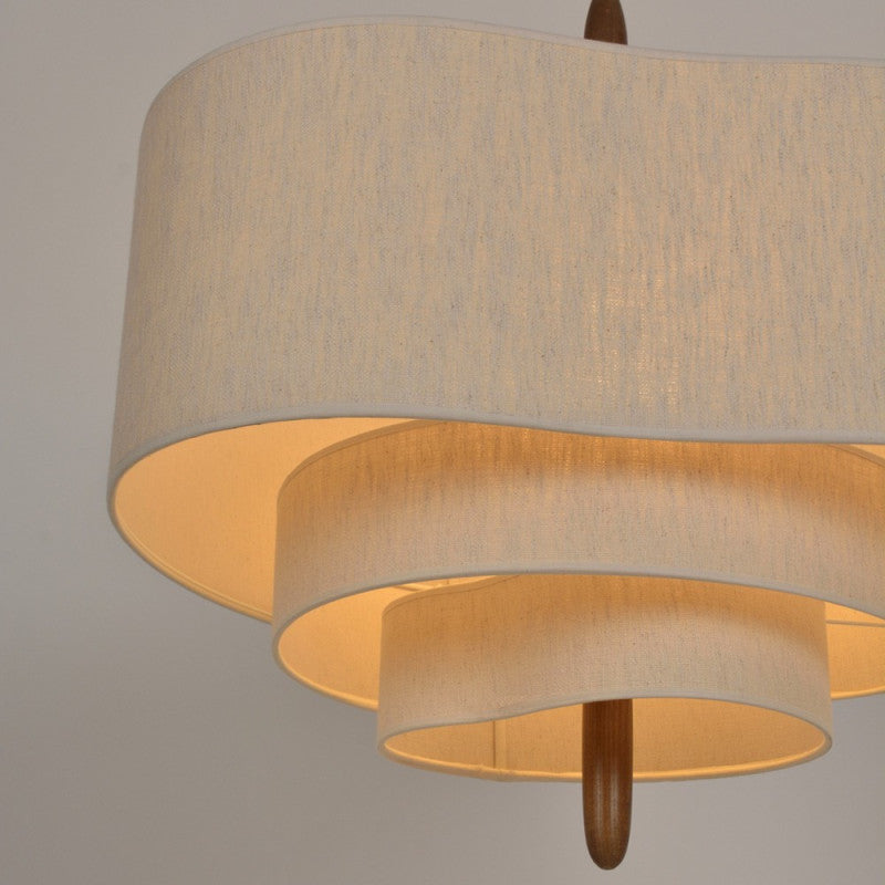 Suspension design beige en bois et tissu - Calora