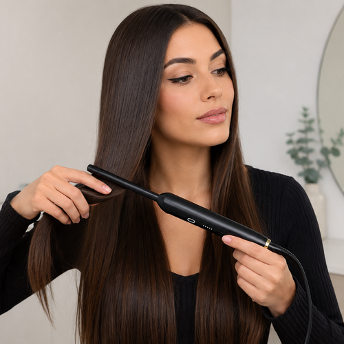 Boucleur CurlPro 10mm utilisé sur cheveux bruns