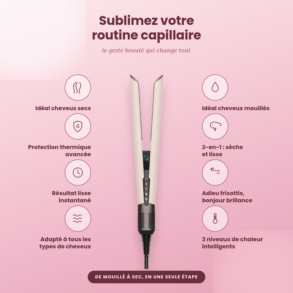 Schéma explicatif sèche et lisse — Lisseur 2 en 1 iLoveStudioX