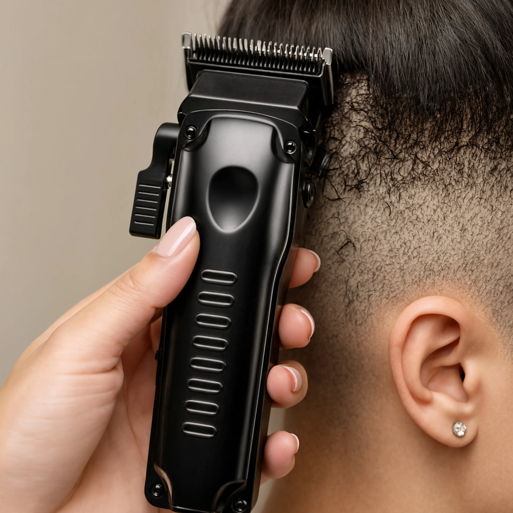 Tondeuse ClipperPro Compact, vue de profil en utilisation