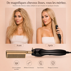 Peigne GlideComb Pro, packshot avec modèle blonde