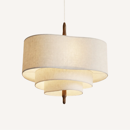 Suspension design beige en bois et tissu - Calora