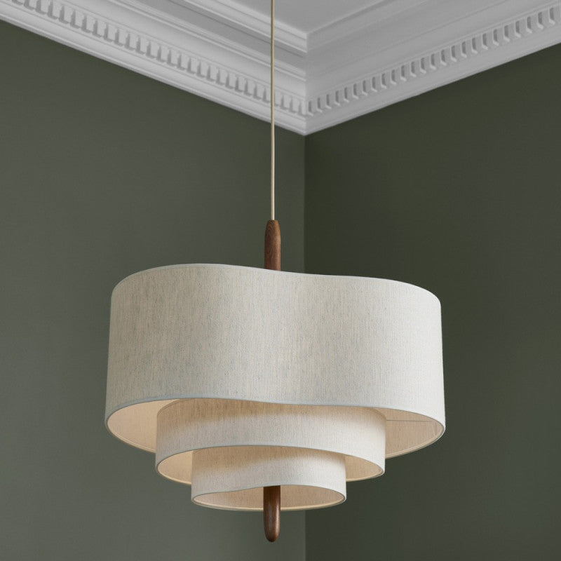 Suspension design beige en bois et tissu - Calora