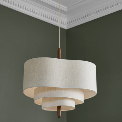 Suspension design beige en bois et tissu - Calora